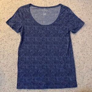 American Eagle Blue and White Polka-Dot T-Shirt